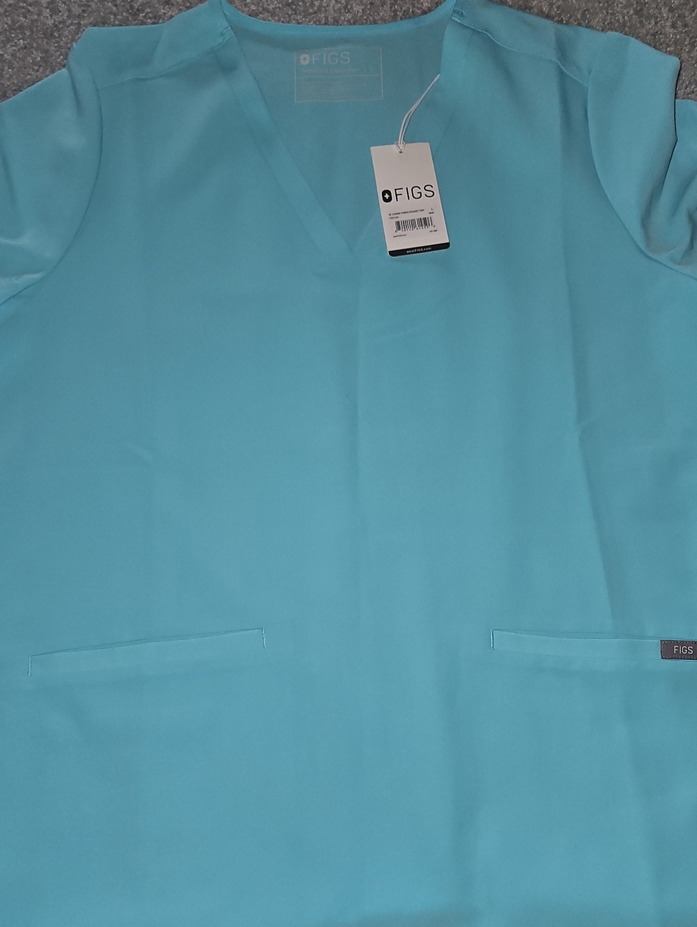 Figs Women's V-Neck Scrub TOP in NEON Blue